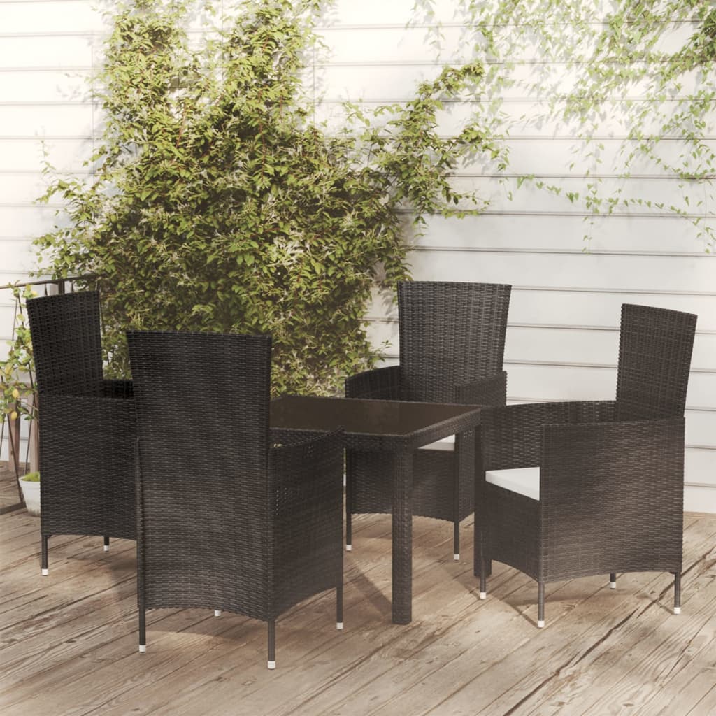 vidaXL Patio Dining Set Patio Table and Rattan Chair Outdoor Furniture Set-76