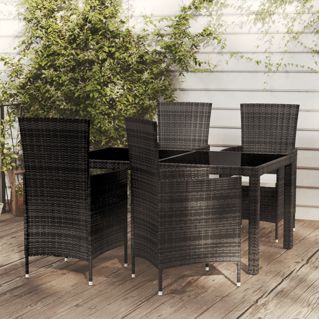 vidaXL Patio Dining Set Patio Table and Rattan Chair Outdoor Furniture Set-10