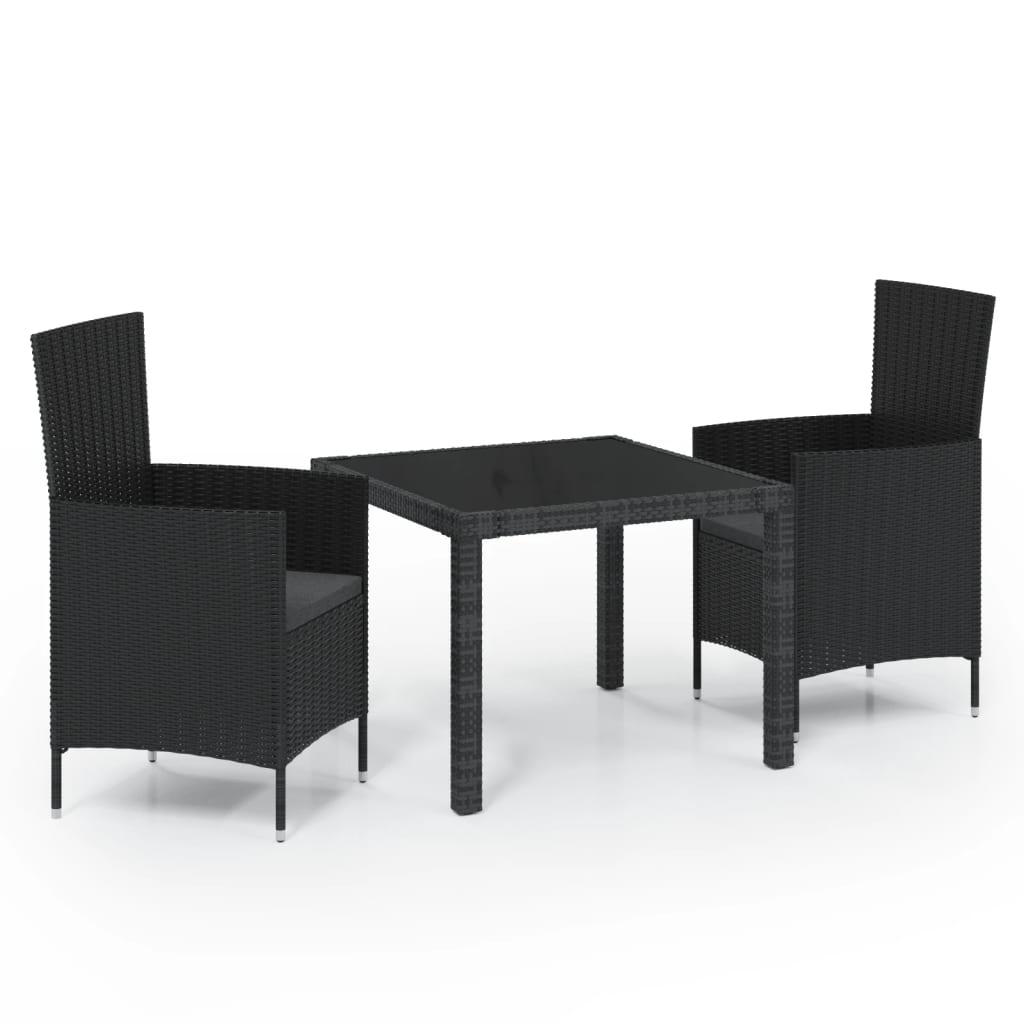 vidaXL Patio Dining Set Outdoor Dining Table and Chairs Poly Rattan Black-1