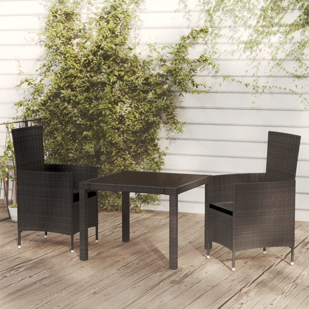 vidaXL Patio Dining Set Outdoor Dining Table and Chairs Poly Rattan Black-11