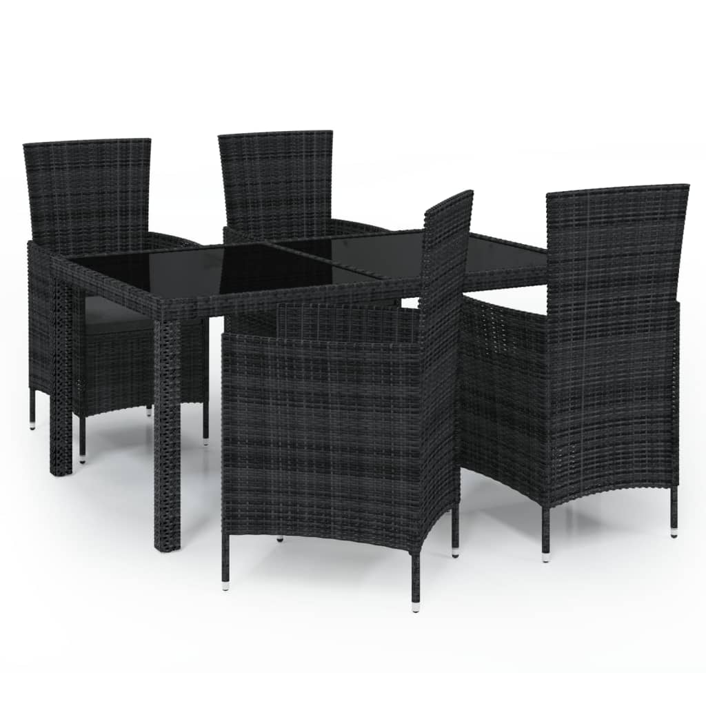 vidaXL Patio Dining Set Outdoor Dining Table and Chairs Poly Rattan Black-8