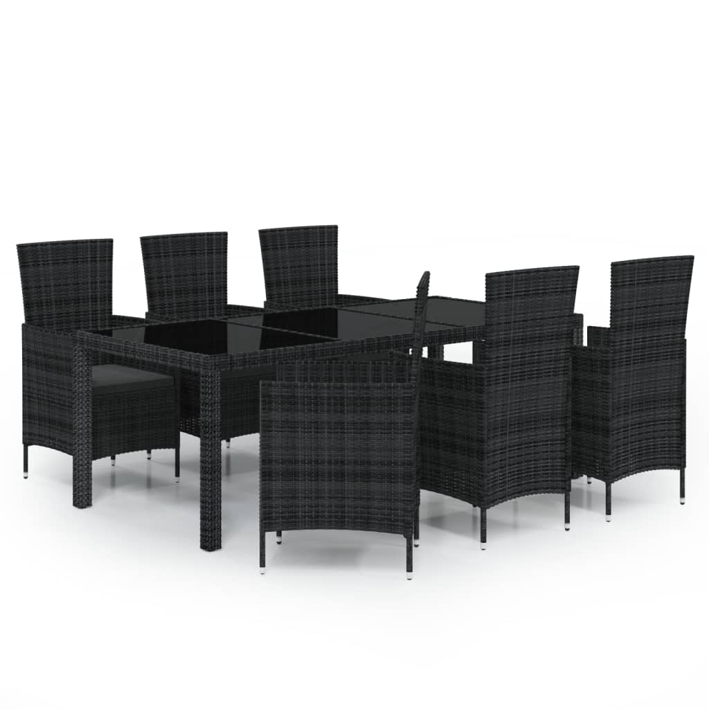 vidaXL Patio Dining Set Outdoor Dining Table and Chairs Poly Rattan Black-48