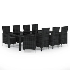 vidaXL Patio Dining Set Outdoor Dining Table and Chairs Poly Rattan Black-39