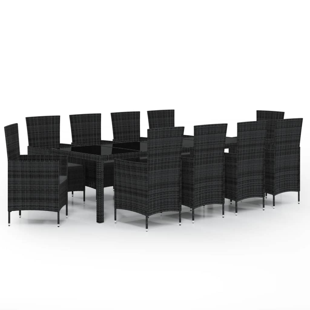 vidaXL Patio Dining Set Outdoor Dining Table and Chairs Poly Rattan Black-27