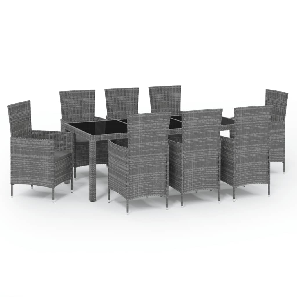 vidaXL Patio Dining Set Patio Table and Rattan Chair Outdoor Furniture Set-71