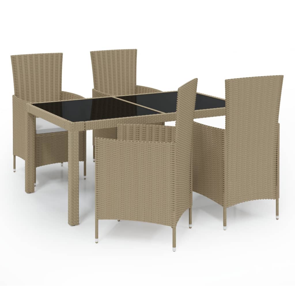 vidaXL Patio Dining Set Patio Table and Rattan Chair Outdoor Furniture Set-21