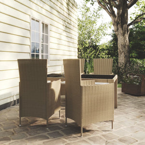 vidaXL Patio Dining Set Patio Table and Rattan Chair Outdoor Furniture Set-29