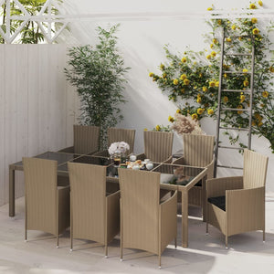 vidaXL Patio Dining Set Patio Table and Rattan Chair Outdoor Furniture Set-13