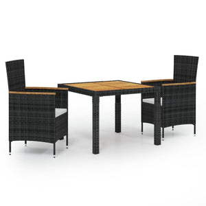 vidaXL Patio Dining Set Outdoor Dining Table and Chairs Poly Rattan Black-5