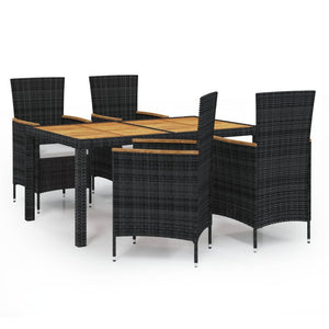 vidaXL Patio Dining Set Outdoor Dining Table and Chairs Poly Rattan Black-31