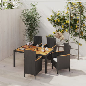 vidaXL Patio Dining Set Outdoor Dining Table and Chairs Poly Rattan Black-37