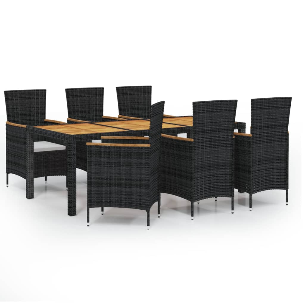 vidaXL Patio Dining Set Outdoor Dining Table and Chairs Poly Rattan Black-6