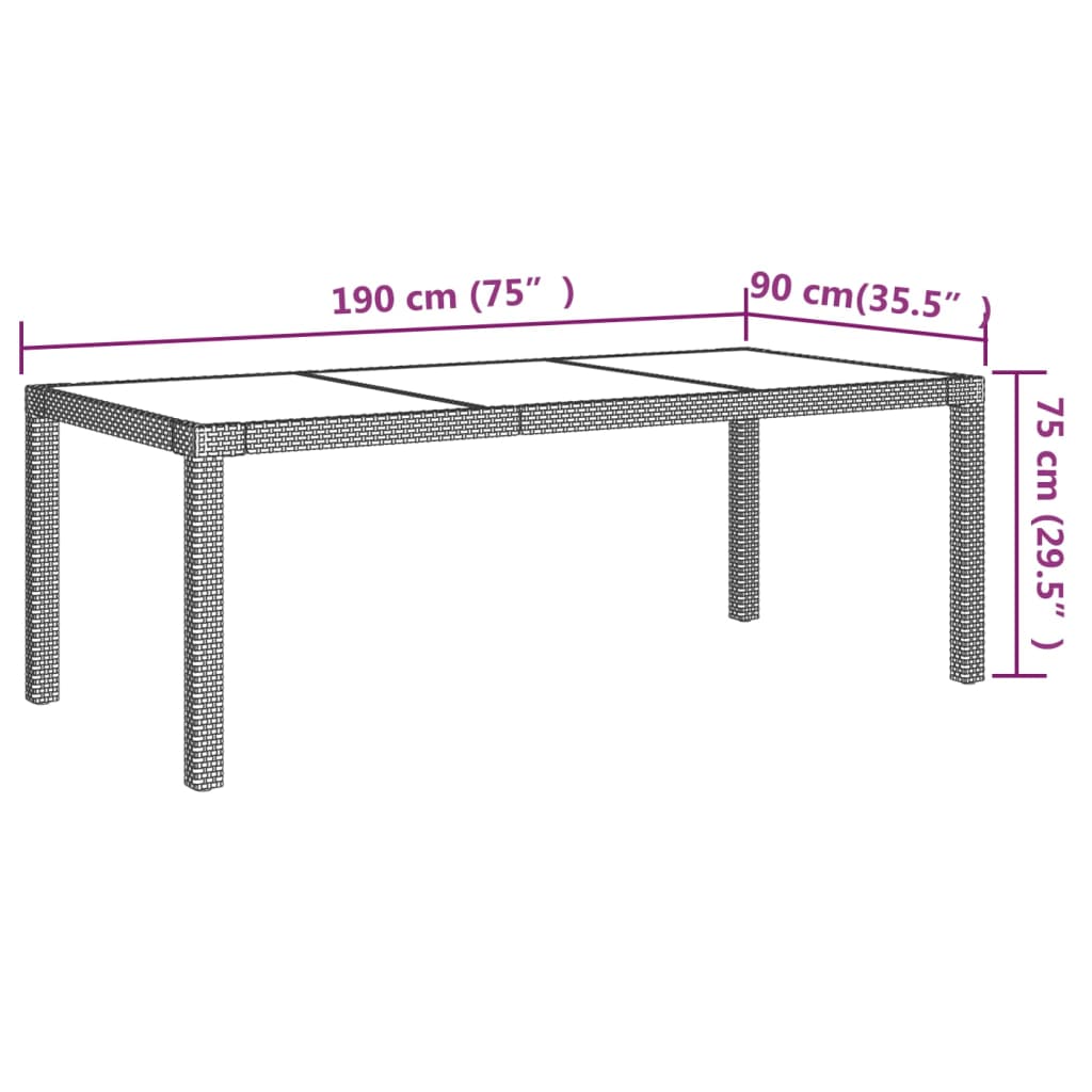 vidaXL Patio Dining Set Outdoor Dining Table and Chairs Poly Rattan Black-36