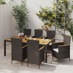 vidaXL Patio Dining Set Outdoor Dining Table and Chairs Poly Rattan Black-12