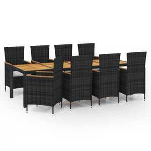 vidaXL Patio Dining Set Outdoor Dining Table and Chairs Poly Rattan Black-14