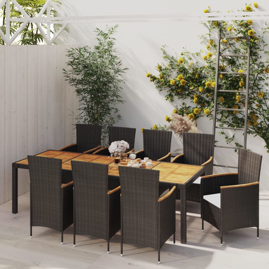 vidaXL Patio Dining Set Outdoor Dining Table and Chairs Poly Rattan Black-20