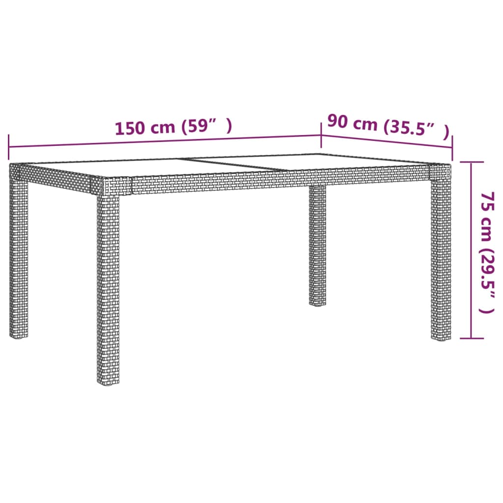 vidaXL Patio Dining Set Dining Table and Chairs Furniture Set Poly Rattan-35