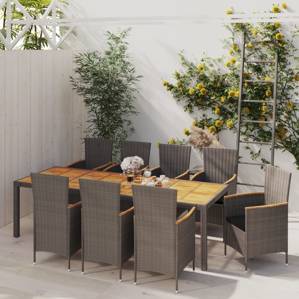 vidaXL Patio Dining Set Dining Table and Chairs Furniture Set Poly Rattan-10