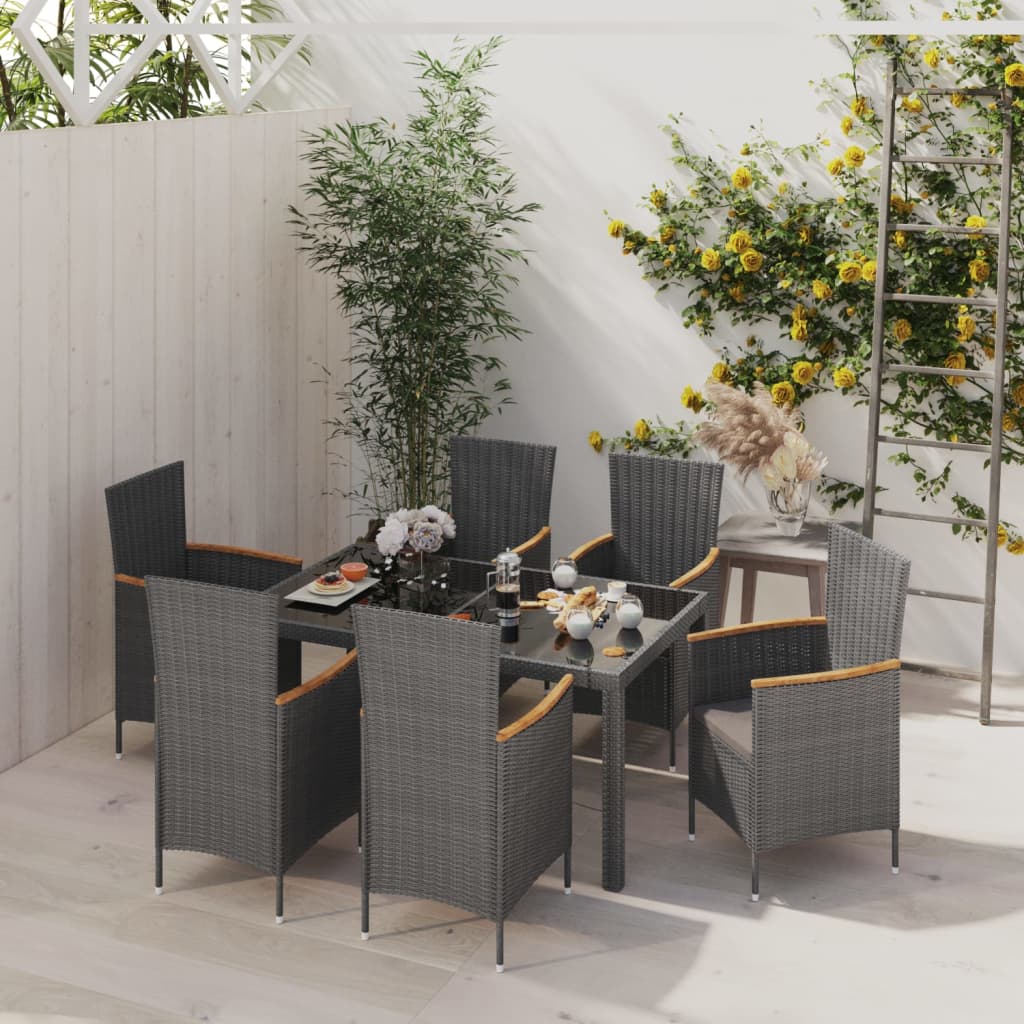 vidaXL Patio Dining Set Dining Table and Chairs Furniture Set Poly Rattan-73