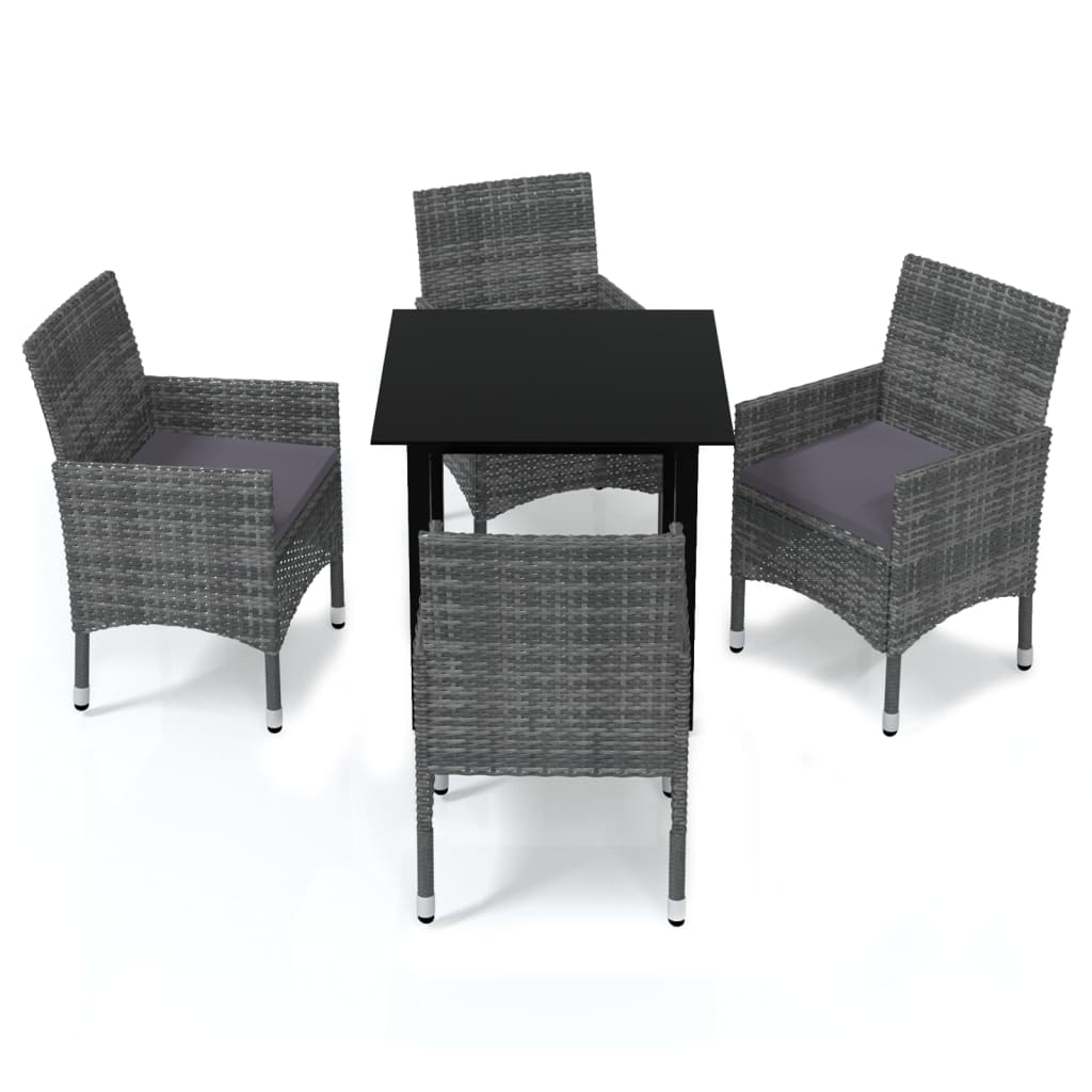 vidaXL Patio Dining Set Outdoor Dining Set Table and Chair Set Poly Rattan-3