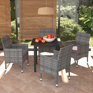 vidaXL Patio Dining Set Outdoor Dining Set Table and Chair Set Poly Rattan-11