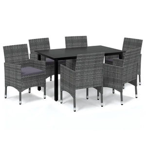 vidaXL Patio Dining Set Outdoor Dining Set Table and Chair Set Poly Rattan-61