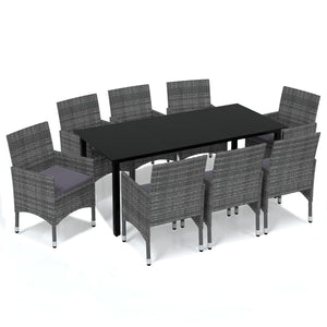 vidaXL Patio Dining Set Outdoor Dining Set Table and Chair Set Poly Rattan-38