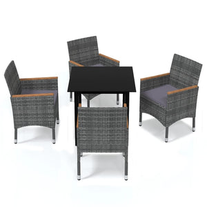 vidaXL Patio Dining Set Outdoor Dining Set Table and Chair Set Poly Rattan-24