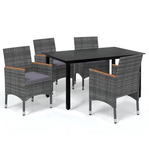 vidaXL Patio Dining Set Outdoor Dining Set Table and Chair Set Poly Rattan-14