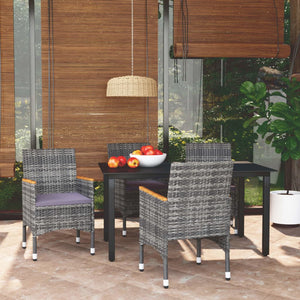 vidaXL Patio Dining Set Outdoor Dining Set Table and Chair Set Poly Rattan-9