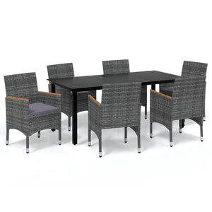 vidaXL Patio Dining Set Outdoor Dining Set Table and Chair Set Poly Rattan-7