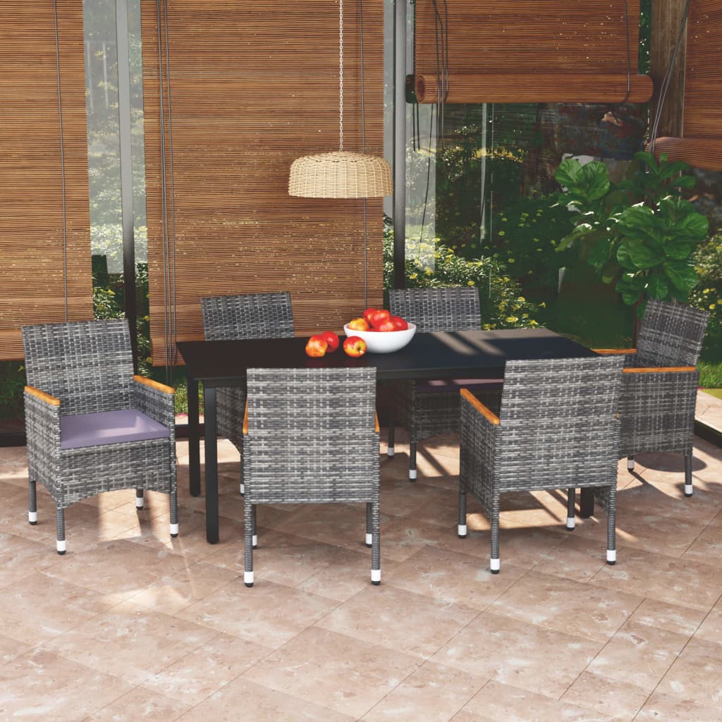 vidaXL Patio Dining Set Outdoor Dining Set Table and Chair Set Poly Rattan-58