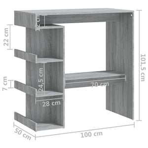 vidaXL Bar Table Dining Room Standing Desk with Storage Rack Engineered Wood-34