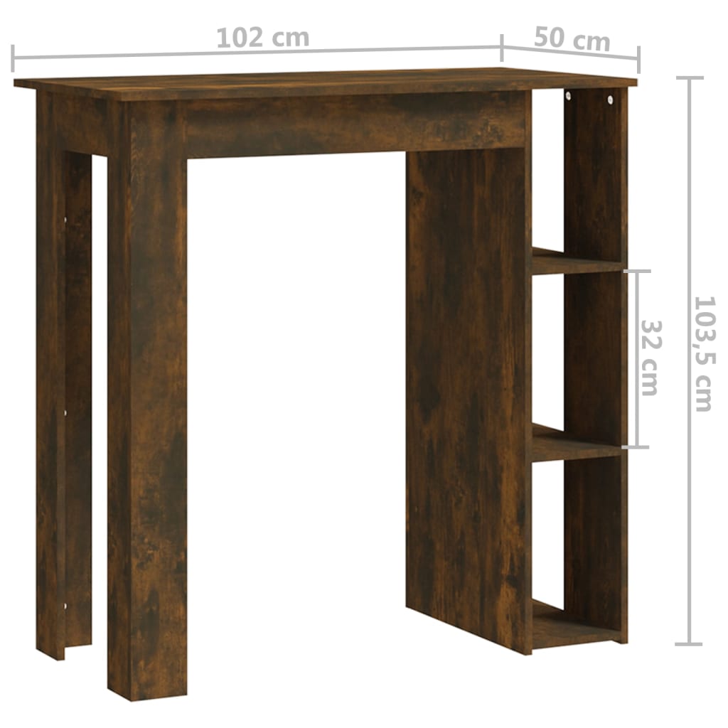 vidaXL Bar Table Kitchen Pub Table Bistro Table with Shelf Engineered Wood-11
