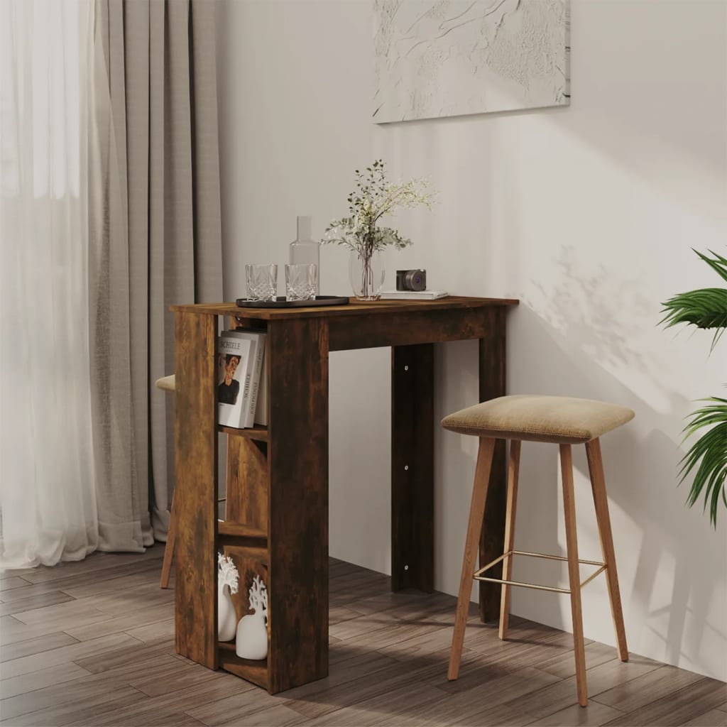 vidaXL Bar Table Kitchen Pub Table Bistro Table with Shelf Engineered Wood-42