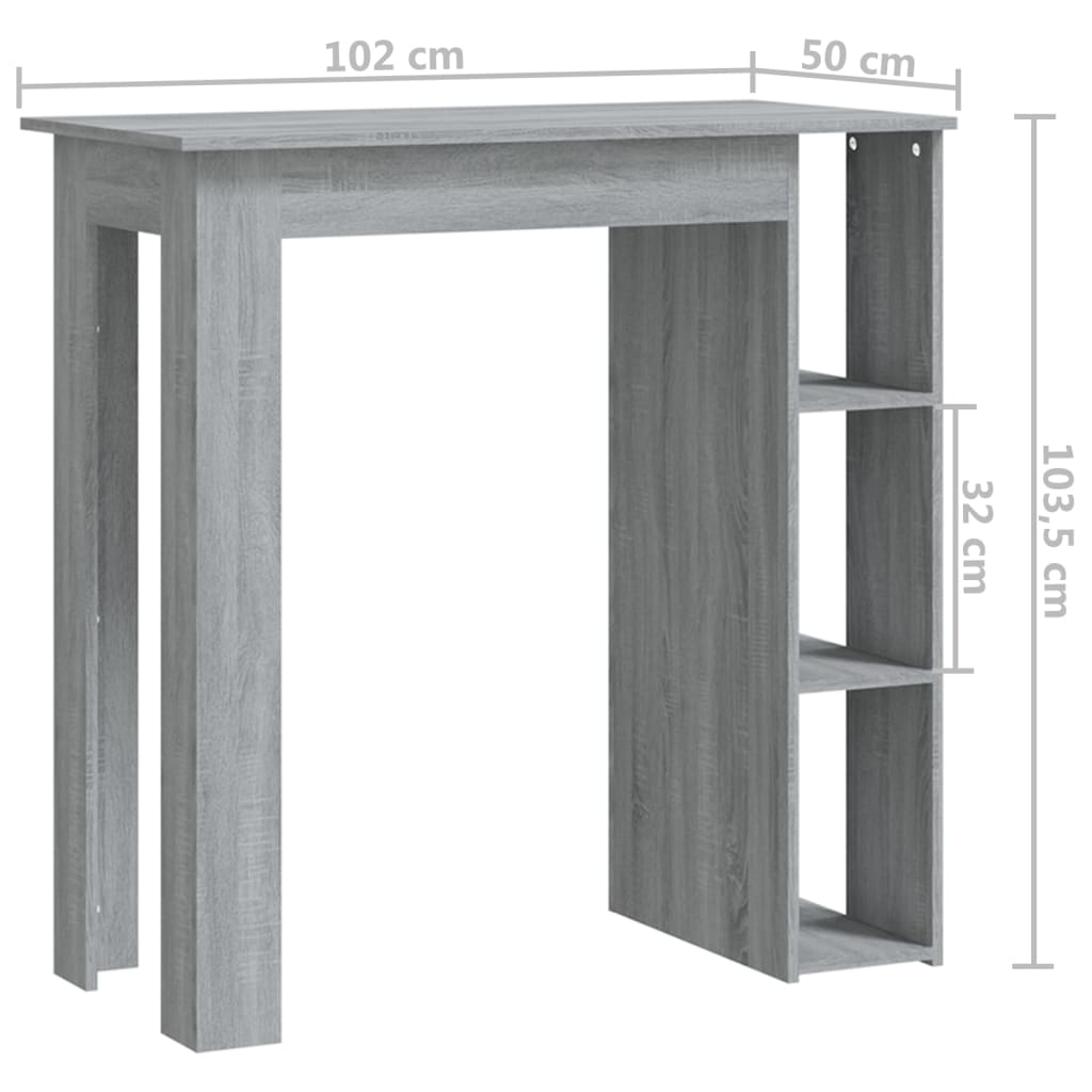 vidaXL Bar Table Kitchen Pub Table Bistro Table with Shelf Engineered Wood-33