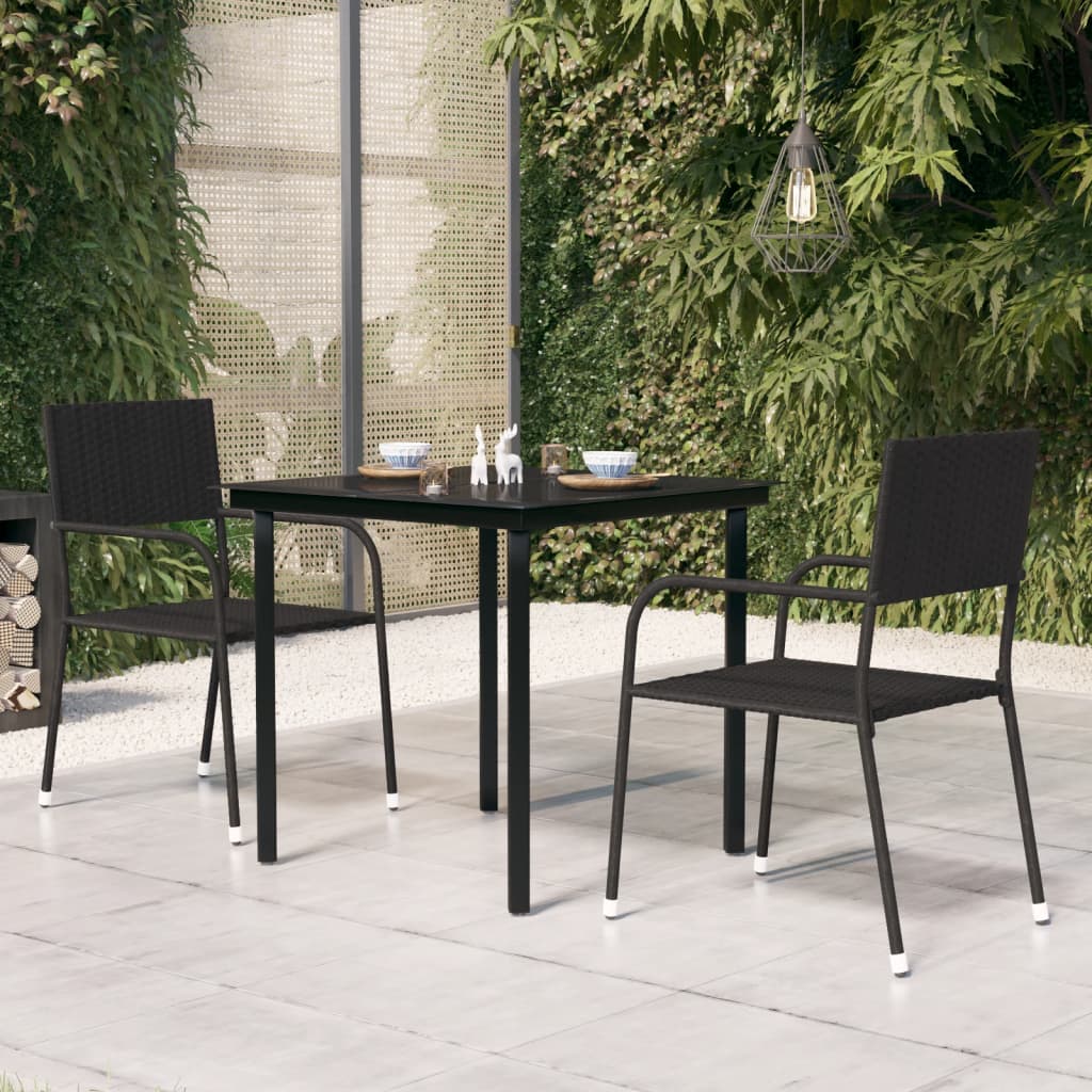 vidaXL Outdoor Dining Table Patio Table with Glass Top Garden Furniture Steel-7