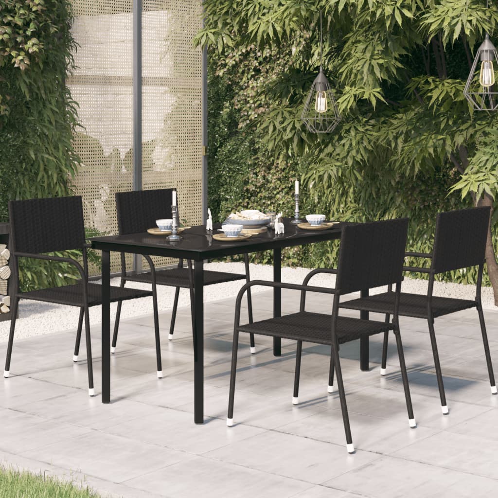 vidaXL Outdoor Dining Table Patio Table with Glass Top Garden Furniture Steel-19