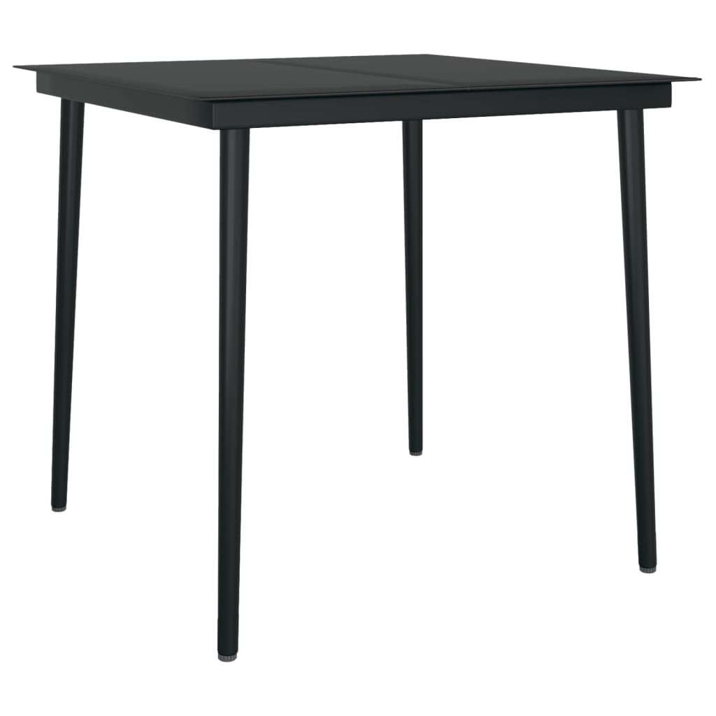 vidaXL Patio Dining Table Black 31.5"x31.5"x29.1" Steel and Glass-26