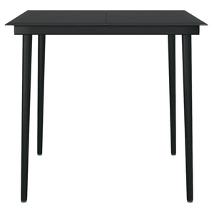 vidaXL Patio Dining Table Black 31.5"x31.5"x29.1" Steel and Glass-9