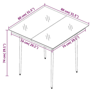 vidaXL Patio Dining Table Black 31.5"x31.5"x29.1" Steel and Glass-6