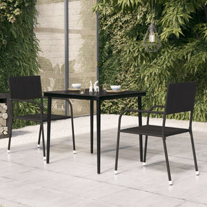 vidaXL Patio Dining Table Black 31.5"x31.5"x29.1" Steel and Glass-3