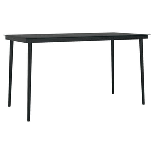 vidaXL Patio Dining Table Black 31.5"x31.5"x29.1" Steel and Glass-18