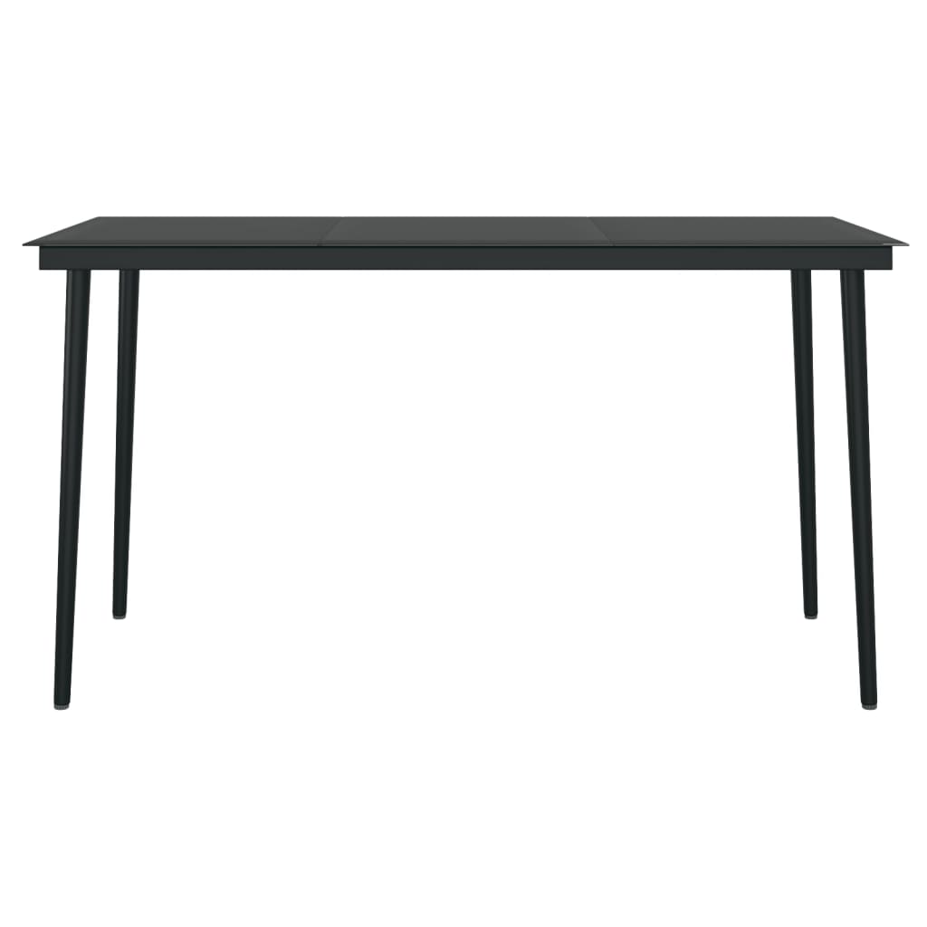 vidaXL Patio Dining Table Black 31.5"x31.5"x29.1" Steel and Glass-25