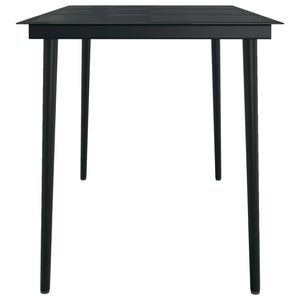 vidaXL Patio Dining Table Black 31.5"x31.5"x29.1" Steel and Glass-1