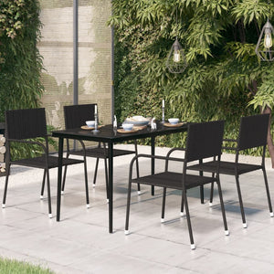 vidaXL Patio Dining Table Black 31.5"x31.5"x29.1" Steel and Glass-21