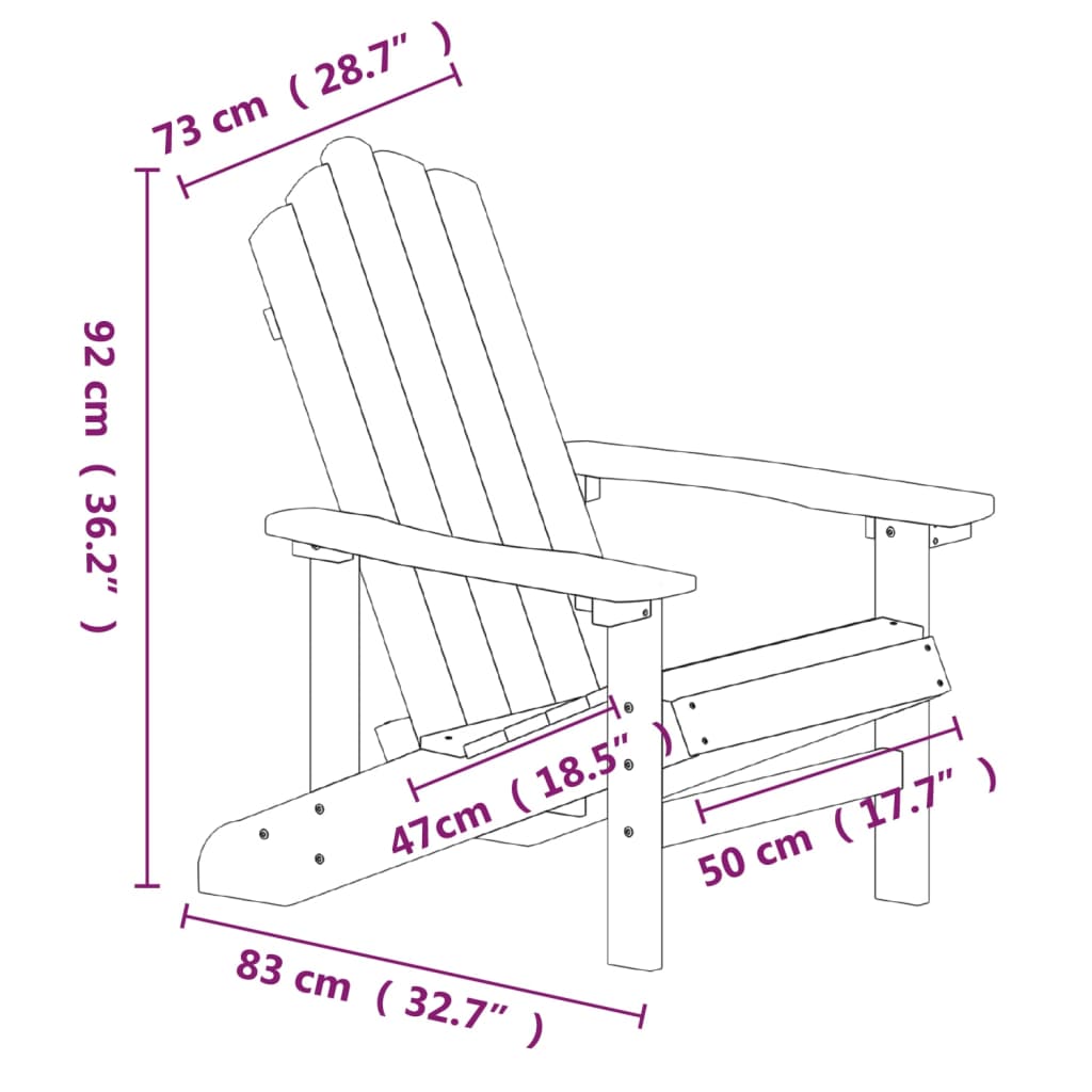 vidaXL Patio Adirondack Chairs 2 pcs HDPE Anthracite-3