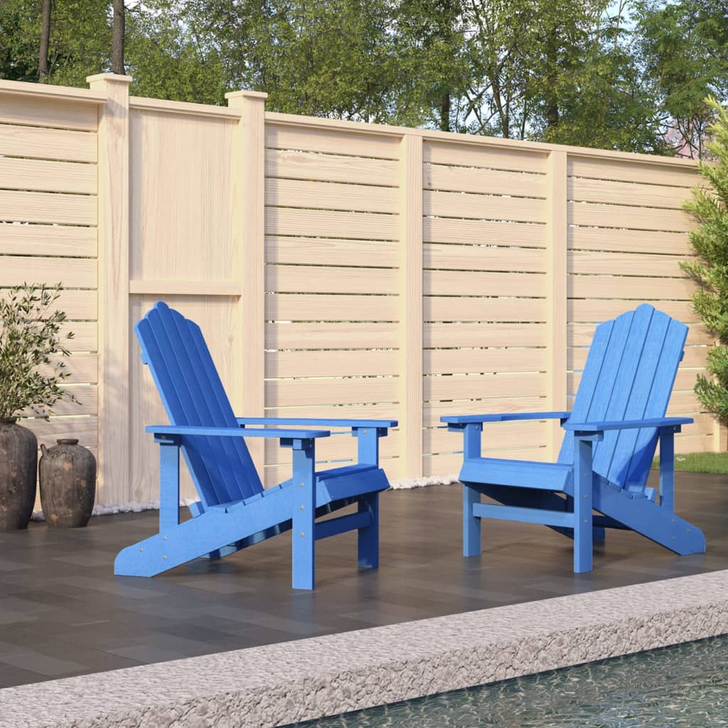 vidaXL Patio Adirondack Chairs 2 pcs HDPE Aqua Blue-0