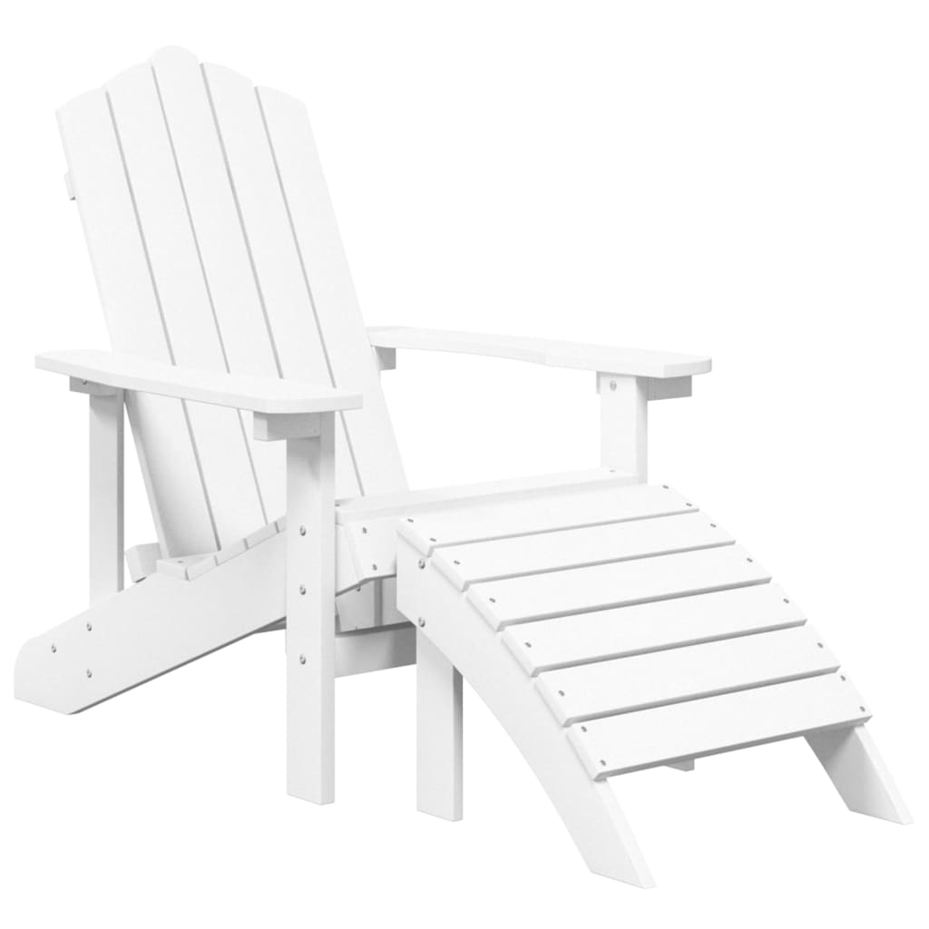 vidaXL Patio Adirondack Chairs 2 pcs with Footstools HDPE White-2