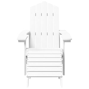 vidaXL Patio Adirondack Chairs 2 pcs with Footstools HDPE White-3